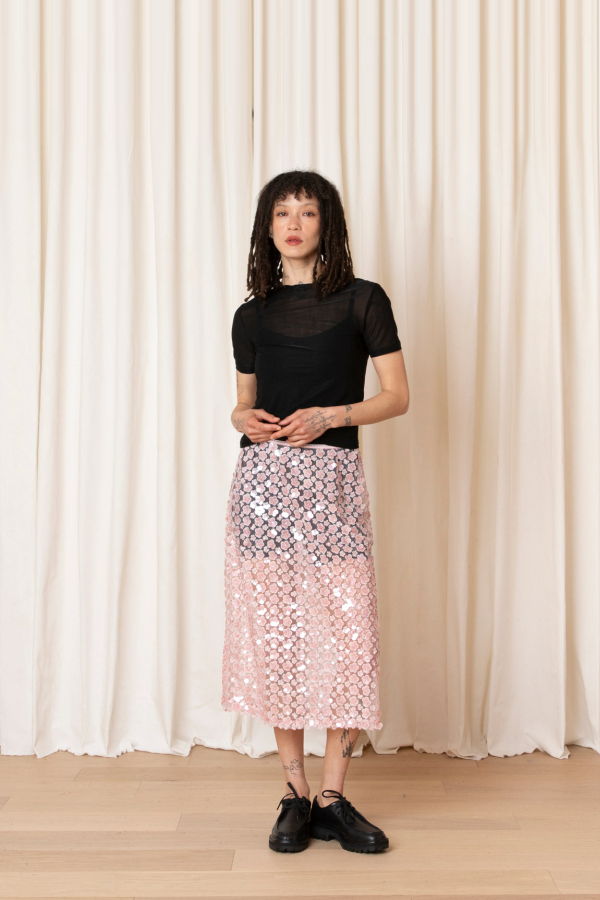 Ali Golden Sequin Midi Skirt