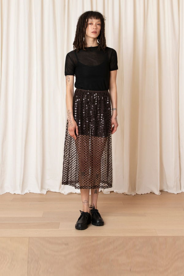 Ali Golden Sequin Midi Skirt