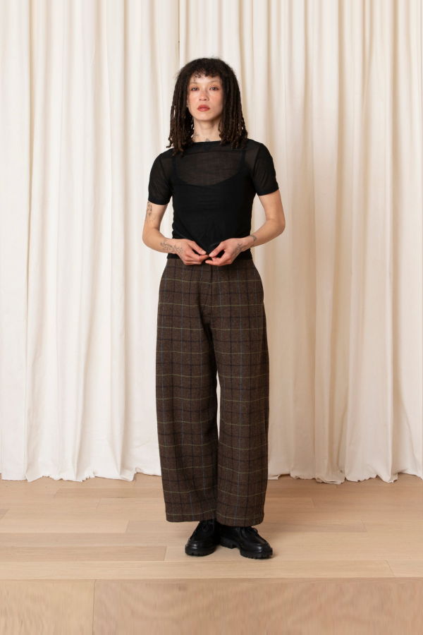 Ali Golden Wool Loose Barrel Pant