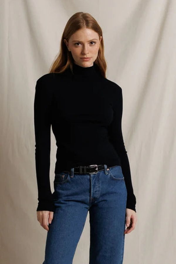 Perfect White Tee Tati Micro Modal Cashmere Rib Turtleneck