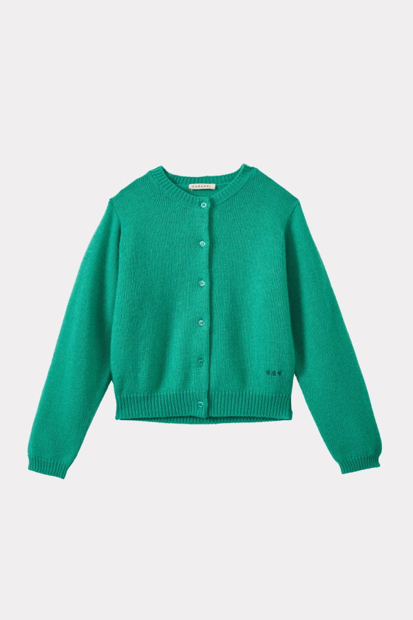 KIDS Caramel Rosa Children's Wool Pointelle Cardigan