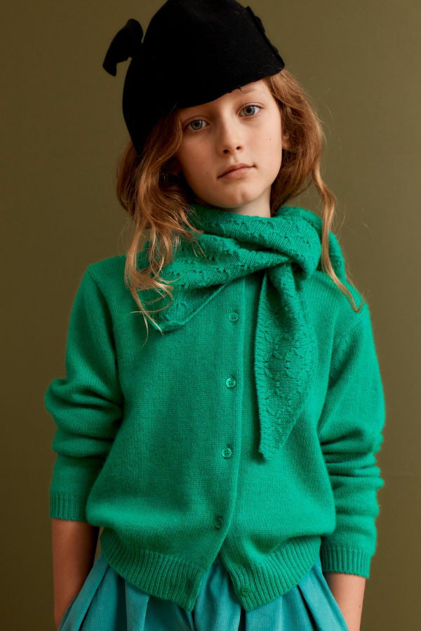 KIDS Caramel Rosa Children's Wool Pointelle Cardigan