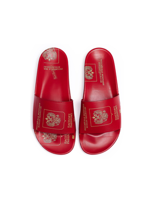 Vetements Russian Passport Leather Slides - Red | Garmentory