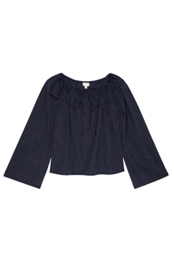 Donni. The Pop Pinstripe Tie Top - Navy