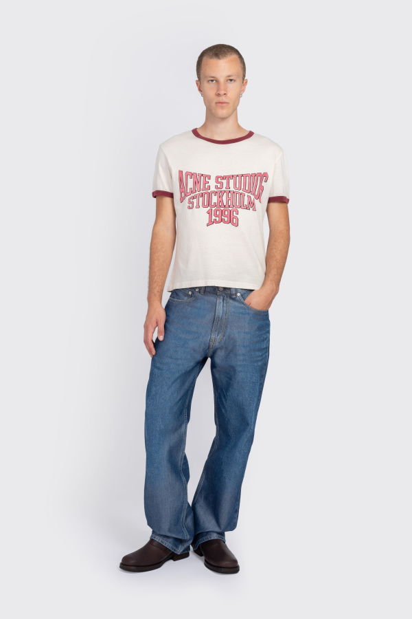 Acne Studios Varsity Graphic T-Shirt - Off-White/Burgundy
