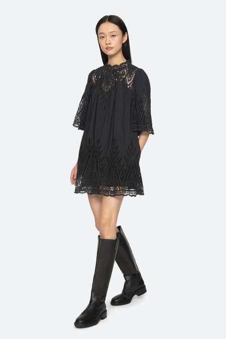 Sandy Liang Delia Dress - Navy | Garmentory