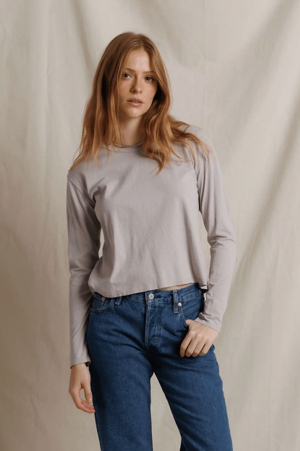 Perfect White Tee Harley Long Sleeve Tee - Cloud Grey