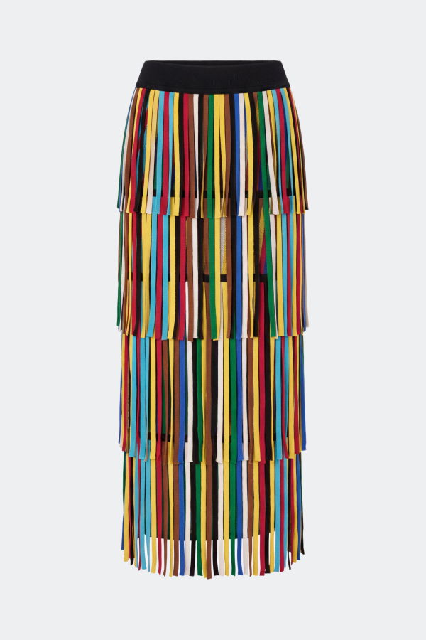 Simon Miller Za Za Knit Fringe Skirt - Primary Stripe