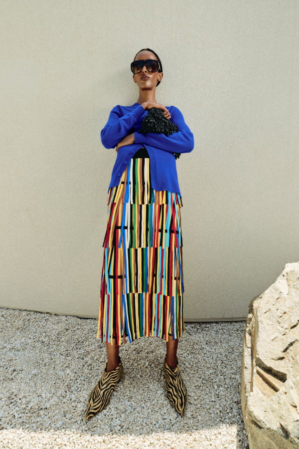 Simon Miller Za Za Knit Fringe Skirt - Primary Stripe