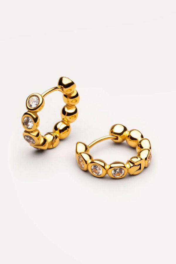 ATOLEA Beaded Diamond Hoops