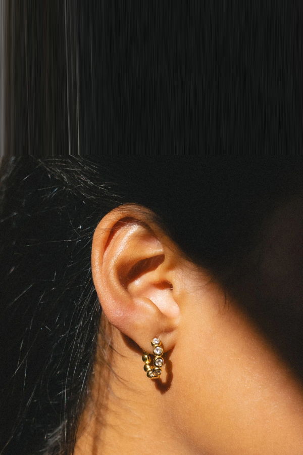 ATOLEA Beaded Diamond Hoops