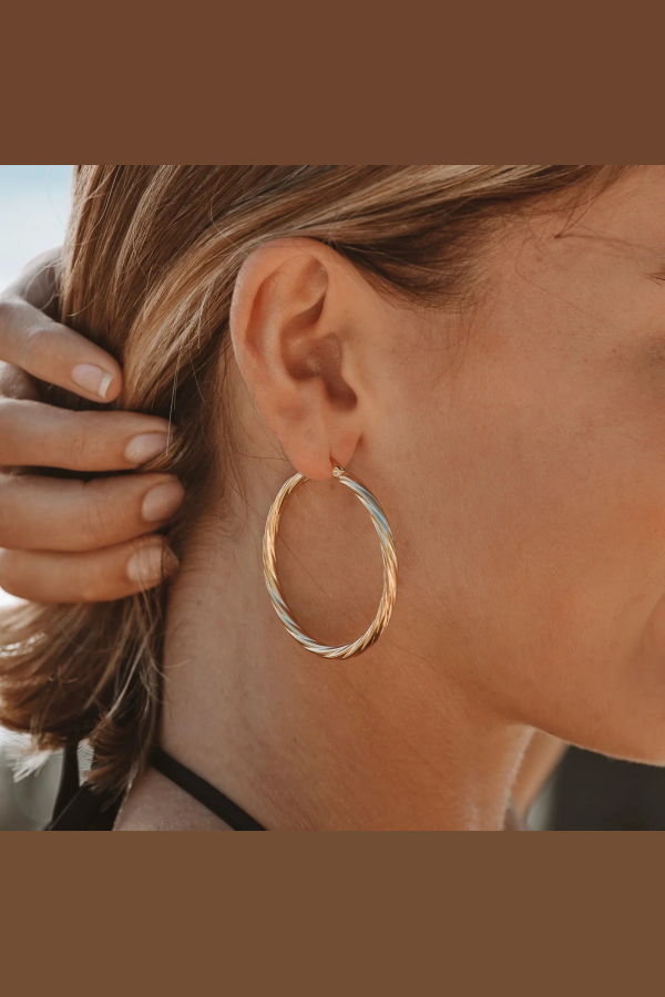 ATOLEA Bold Twisted Hoops - Gold Color