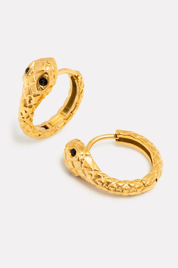 ATOLEA Snake Hoops Earrings - Gold Color