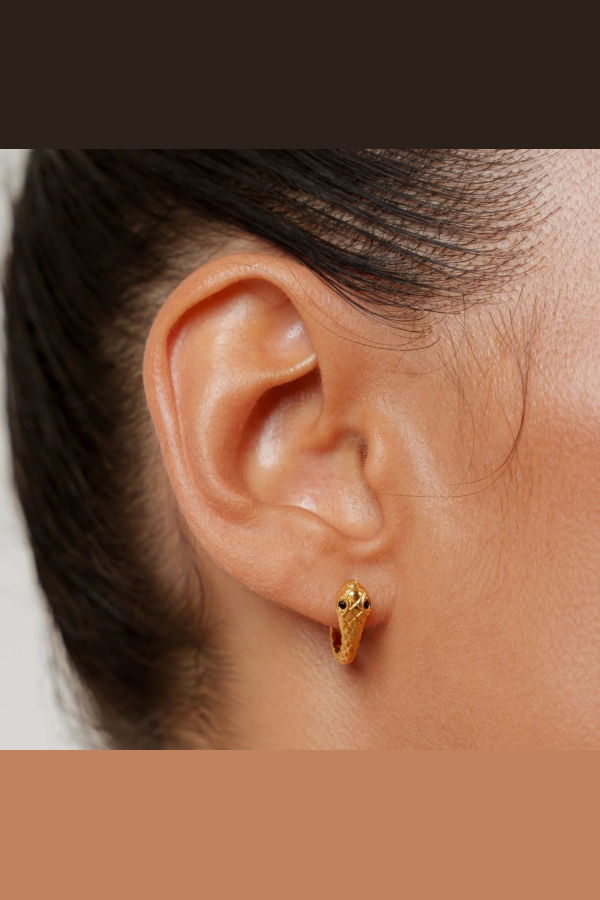 ATOLEA Snake Hoops Earrings - Gold Color