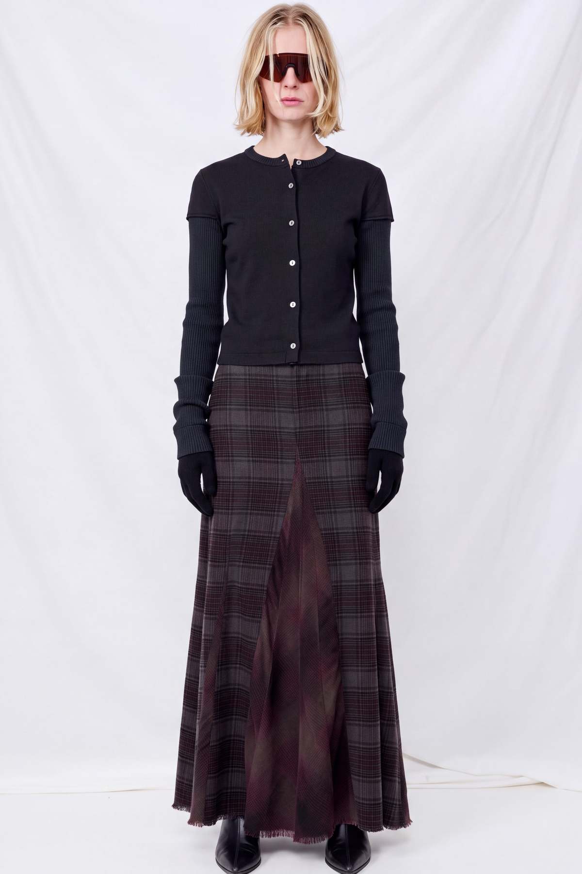 Our Legacy Dusty Merlot Check Flannel Rebel Skirt - Image 2 of 4