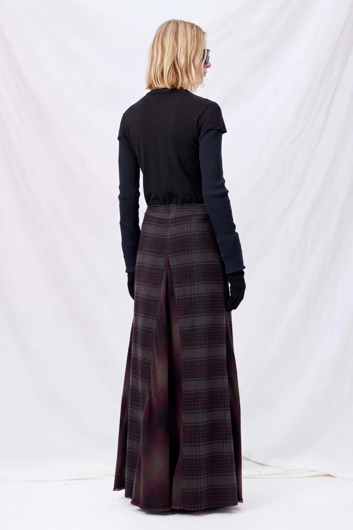 Our Legacy Dusty Merlot Check Flannel Rebel Skirt - Image 3 of 4