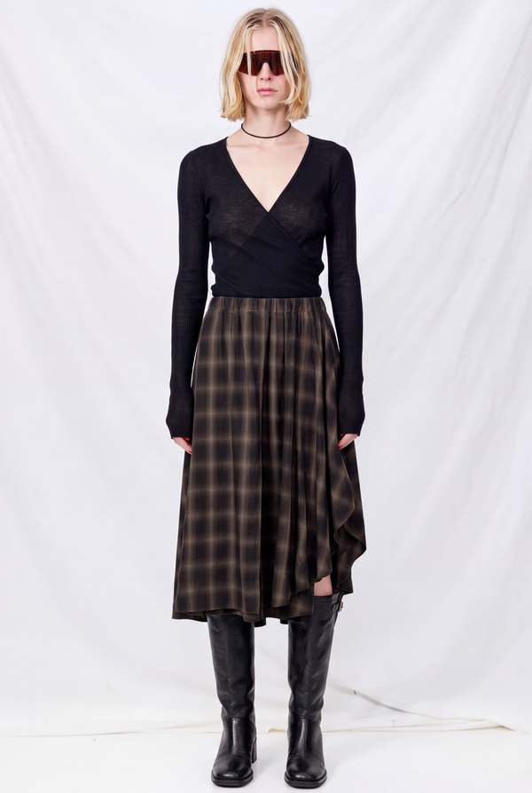 Our Legacy El Paso Check Saloon Tencel Fan Skirt