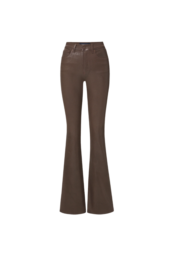 Veronica Beard Beverly High-Rise Coated Jean - Espresso Coated