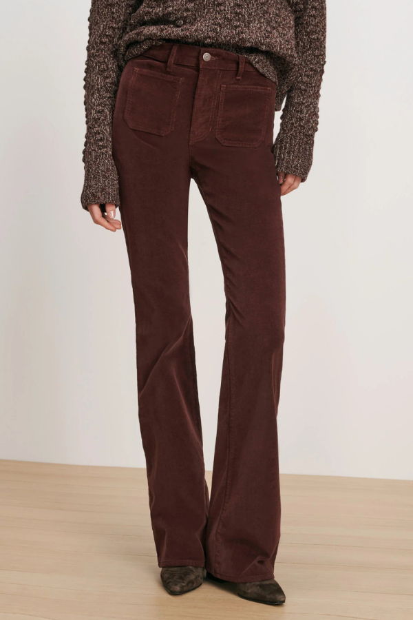 Veronica Beard Beverly Patch Pocket Corduroy Pant - Burgundy