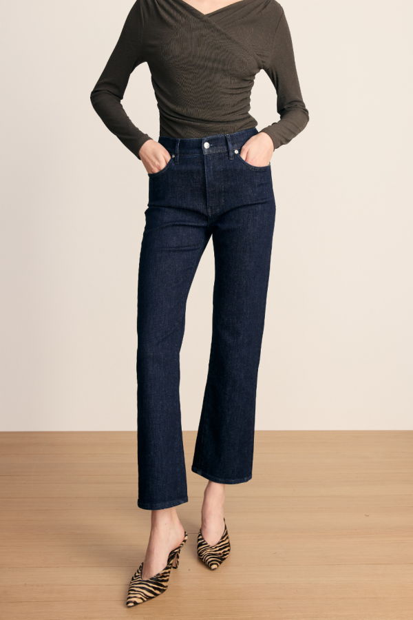 Veronica Beard Milla Slim Straight-Leg Jean - Indigo Rinse