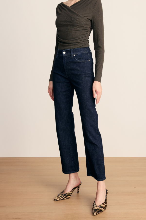 Veronica Beard Milla Slim Straight-Leg Jean - Indigo Rinse