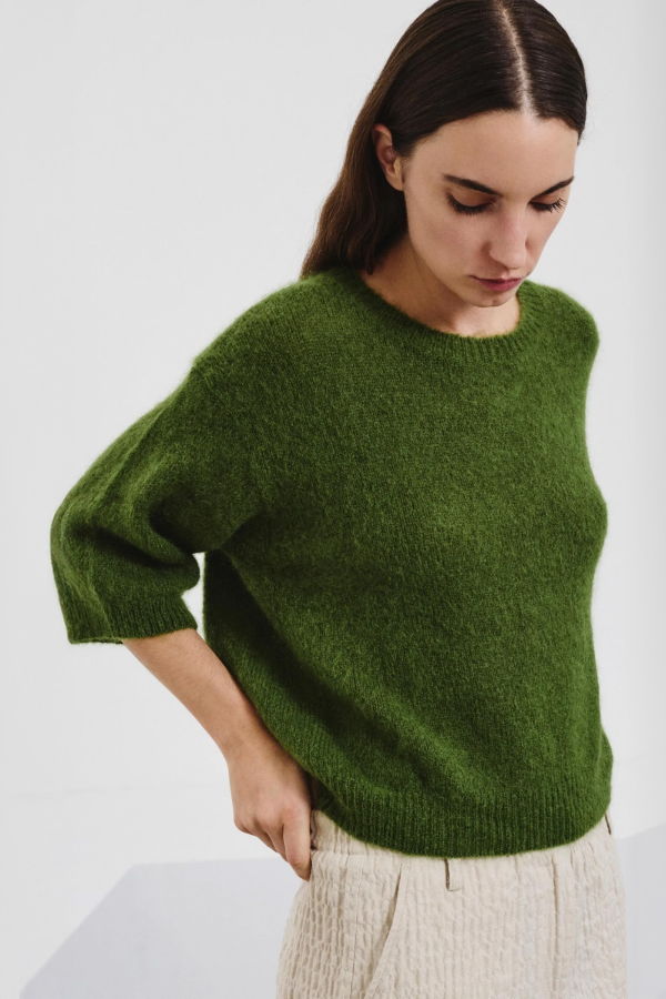 Pomandere Mohair Sweater Tee - Seaweed Green