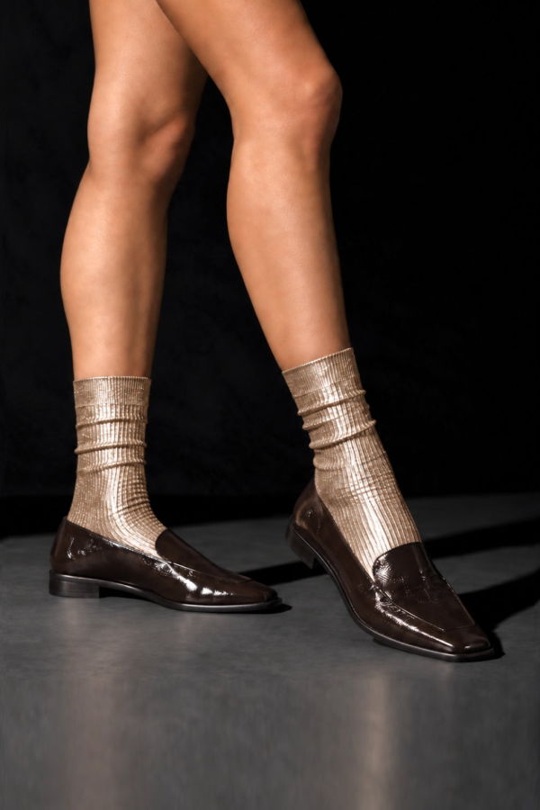 Maria La Rosa Silk Socks - Platino Foil
