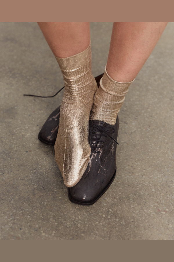 Maria La Rosa Silk Socks - Platino Foil