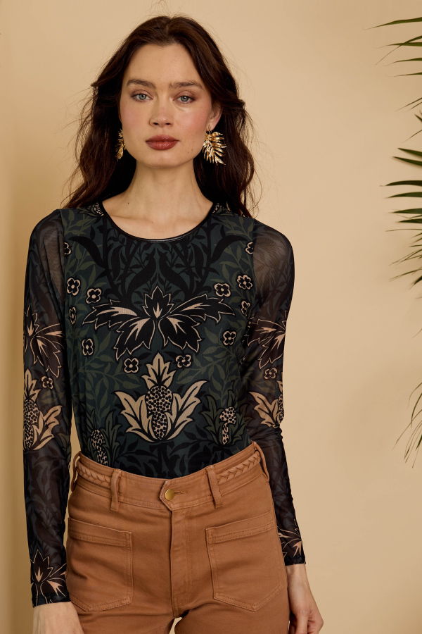 Caballero Cos Mesh Top - Safari Garden Moonless Night