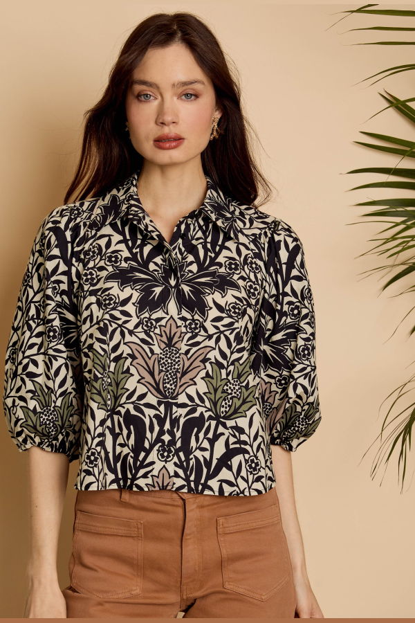 Caballero Juliette Top in Safari Garden Morning