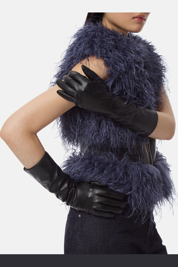 APPARIS Gwen Croc Gloves - Noir Croc