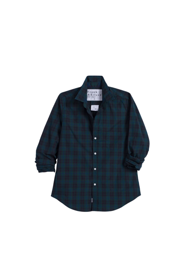 Frank & Eileen Barry Tailored Button-Up Shirt - Green / Black / Blue Plaid