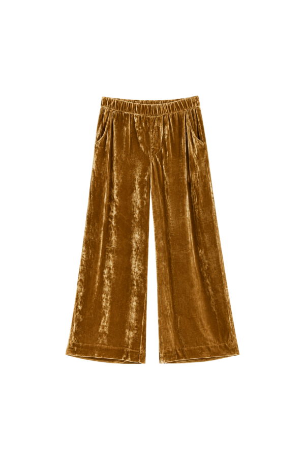 Frank & Eileen Maisie Pull-On Crop Wide Leg Pants - Gold Velvet