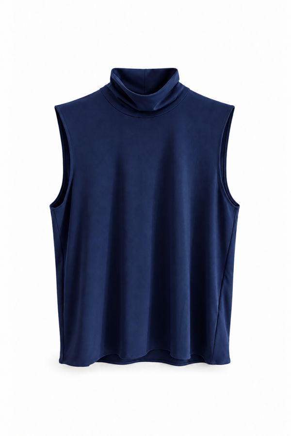 Meg Sleeveless Turtleneck Top - Navy