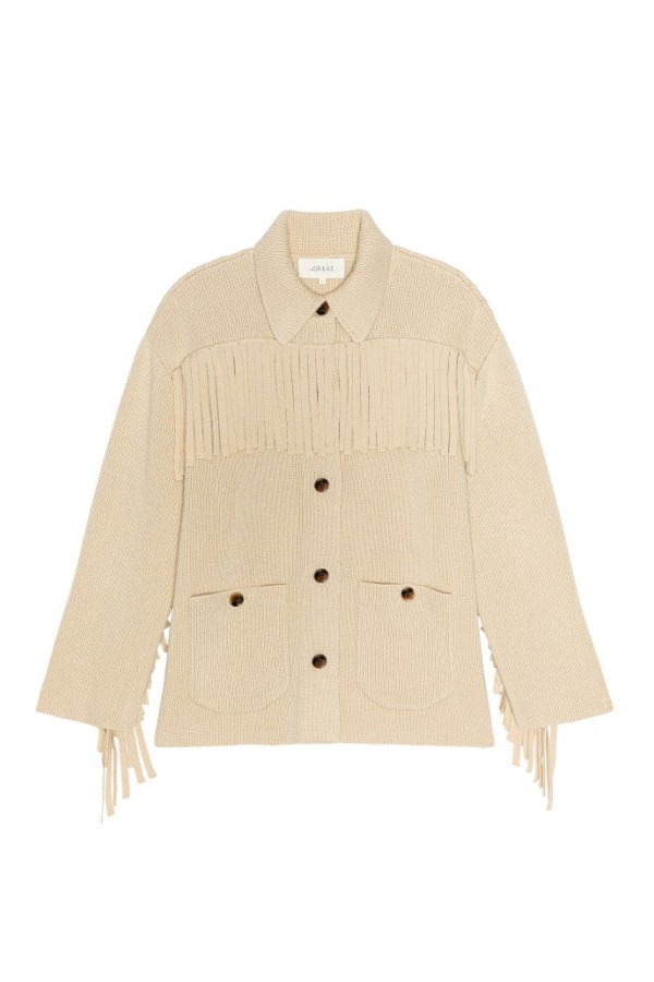 The Great. Western Fringe Sweater Jacket - Natural