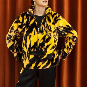 aries faux fur half zip pullover jacket