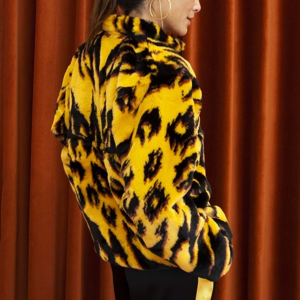 aries faux fur half zip pullover jacket