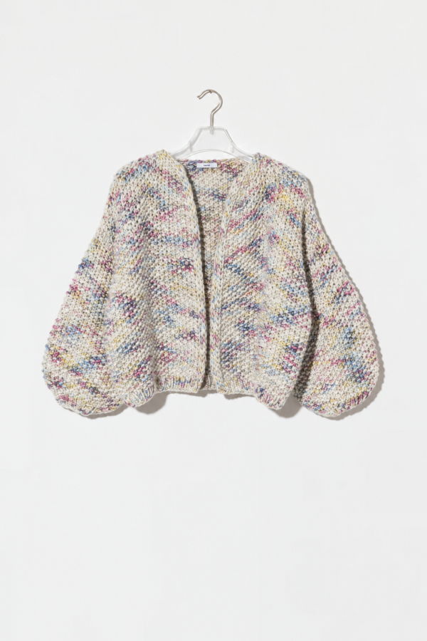 Maiami Merino Pearl Pattern Bomber Cardigan