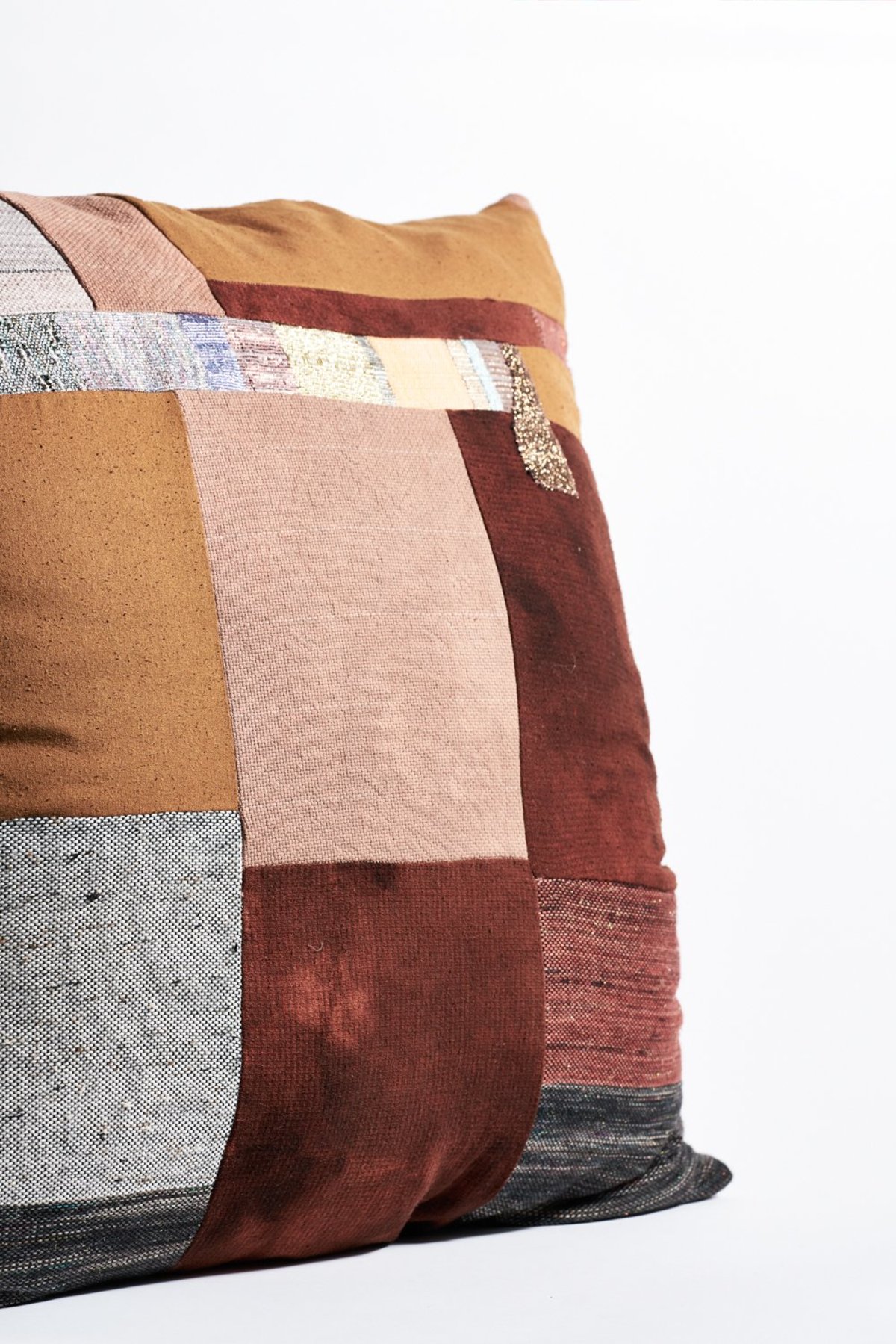Jess Feury Patchwork Pillow  - Rust/Rose Center - Image 2 of 3
