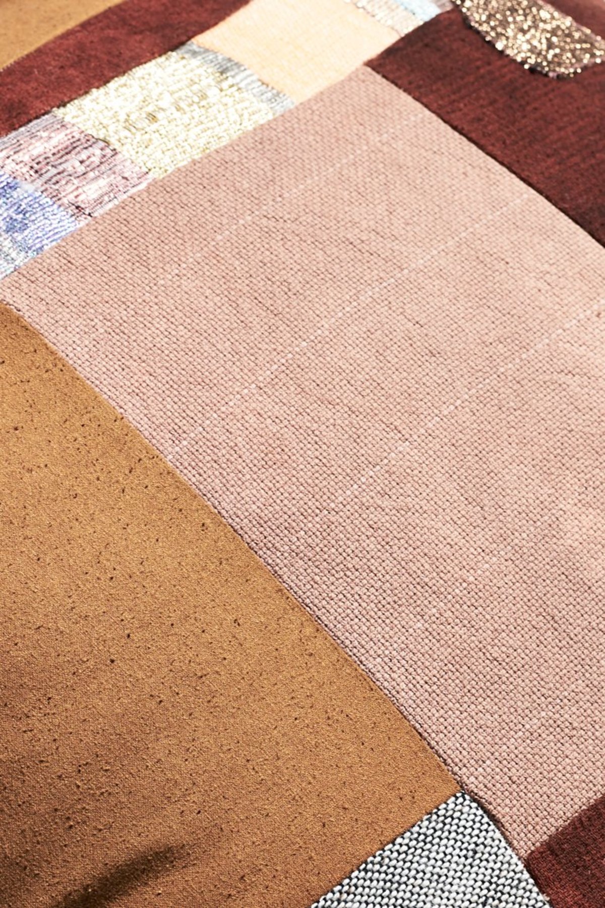 Jess Feury Patchwork Pillow  - Rust/Rose Center - Image 3 of 3