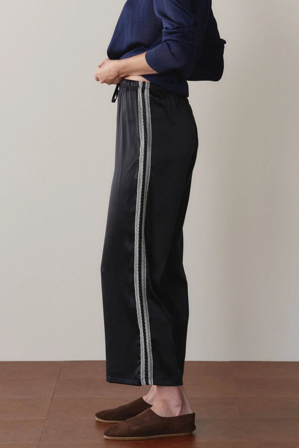 Donni. The Silk Lace Stripe Crop Pant