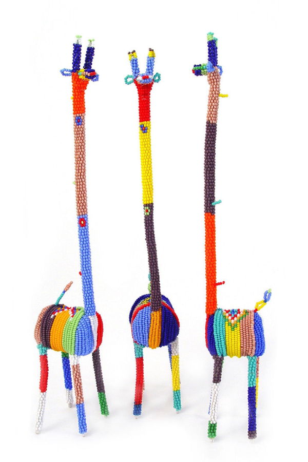 Mbare Small Beaded Giraffe - Multicolor