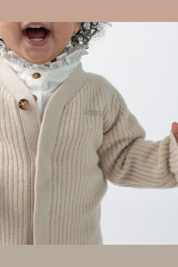 KIDS Donsje Fennie Merino Wool Cardigan - Soft Sand