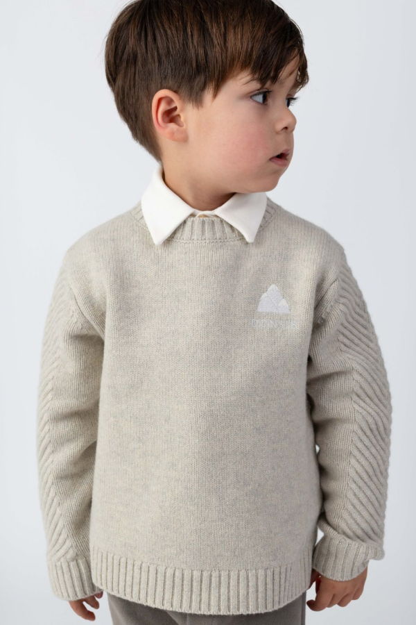 KIDS Donsje Geeratz Mountain Merino Wool Sweater - Arctic Ivory Melange