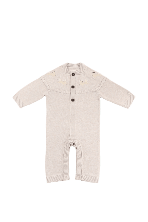 KIDS Donsje Jorrie Merino Wool Arctic Hares Jumpsuit - Ash Rose Melange