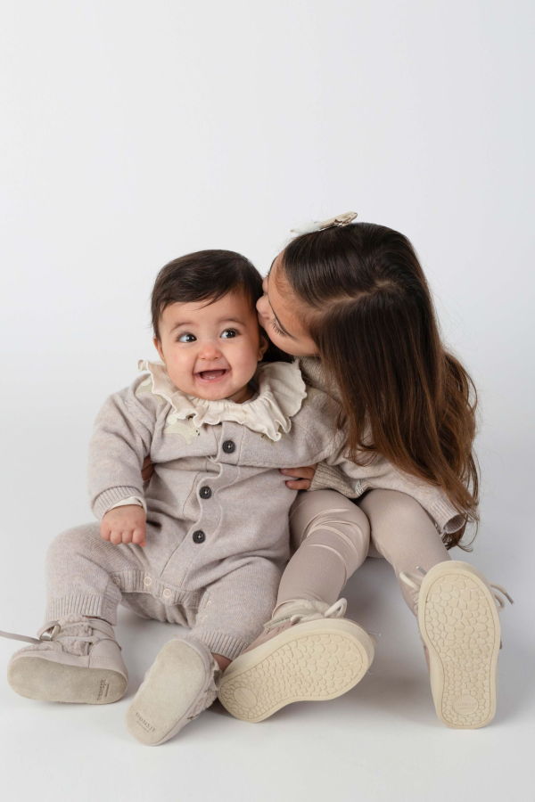 KIDS Donsje Jorrie Merino Wool Arctic Hares Jumpsuit - Ash Rose Melange