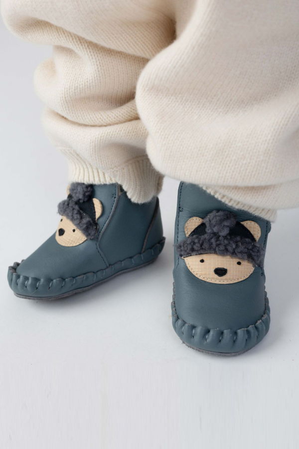 KIDS Donsje Junus Polar Bear Booties - Blue Stone Leather