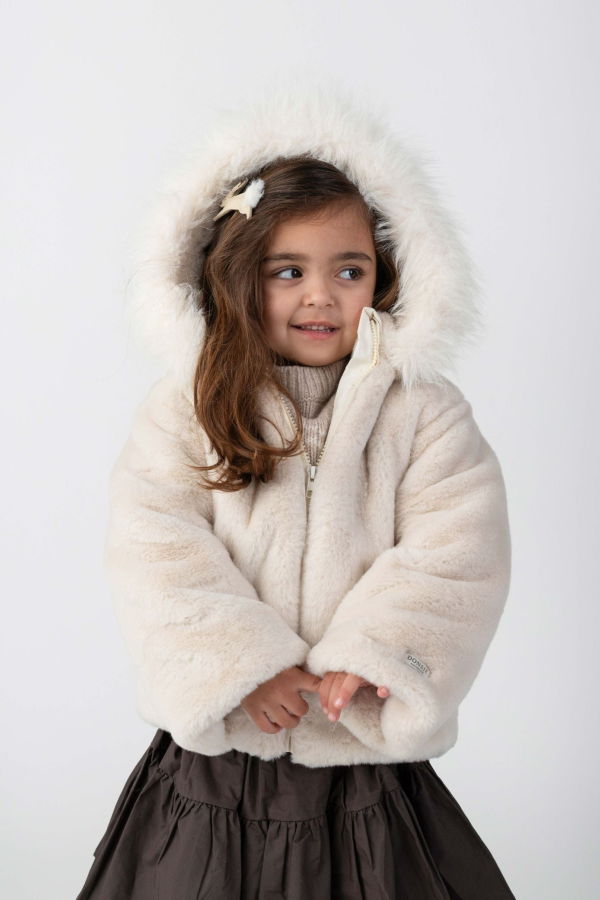 KIDS Donsje Marigolde Jacket - Off White Teddy