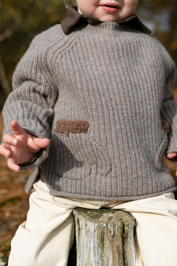 KIDS Donsje Pawien Merino Wool Sweater - Dark Taupe Melange