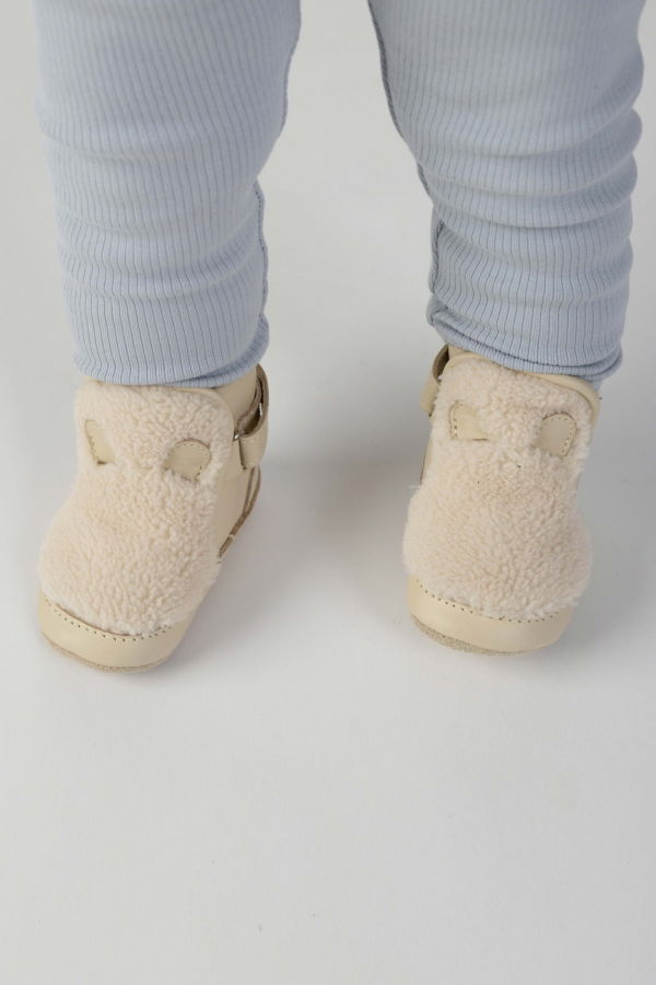KIDS Donsje Richy Polar Bear Booties - Off White Curly Faux Fur